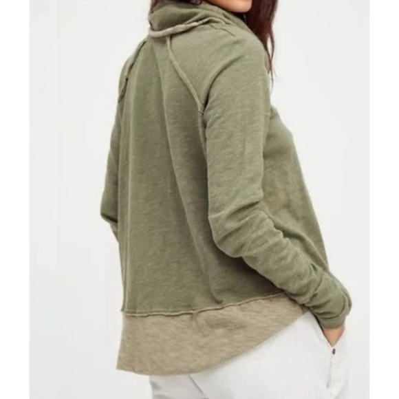 Free People FP BEACH Cocoon Oversize One Body Small Pullover Top Cowl Neck Green - Picture 2 of 8